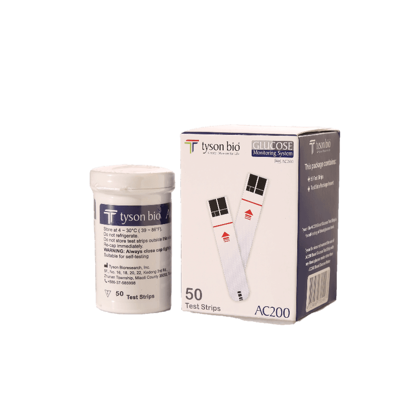 نوار تست قند خون - Blood Glucose Test Strips(Self Testing/Home Use) - Tyson Bioresearch Inc - مصرفی - بیوشیمی - نوژان شیمی آزما
